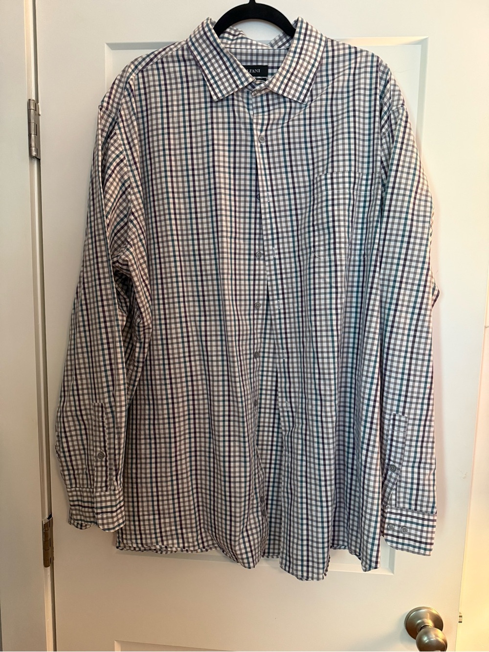 Alfani Performance Men’s 19 37-38 Tall Button Down Shirt Plaid Check Long Sleeve